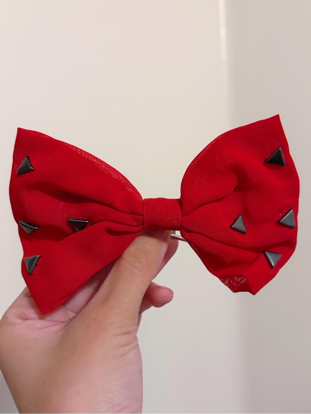 🌸3/$15🌸 Y2K Red Studded Fabric Bow Hair Clip